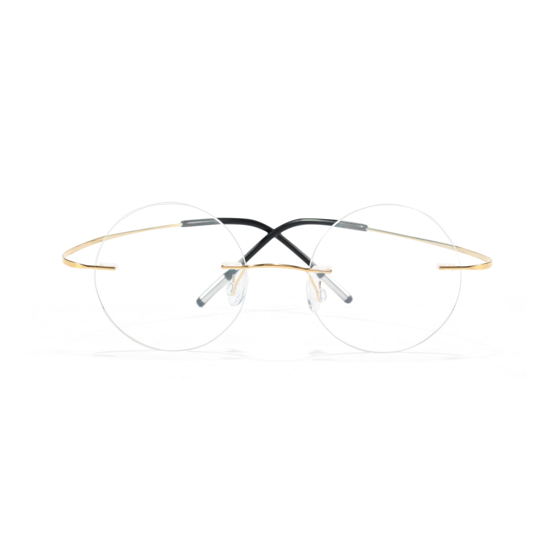 Darcy Titanium Gold Glasses Round Rimless Glasses Prescription Glasses