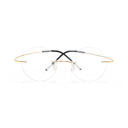 Darcy Titanium Gold Glasses Round Rimless Glasses Prescription Glasses