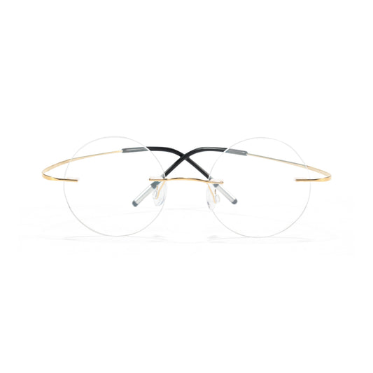 Darcy Titanium Gold Glasses Round Rimless Glasses Prescription Glasses