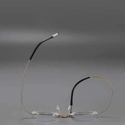 Darcy Titanium Gold Glasses Round Rimless Glasses Prescription Glasses