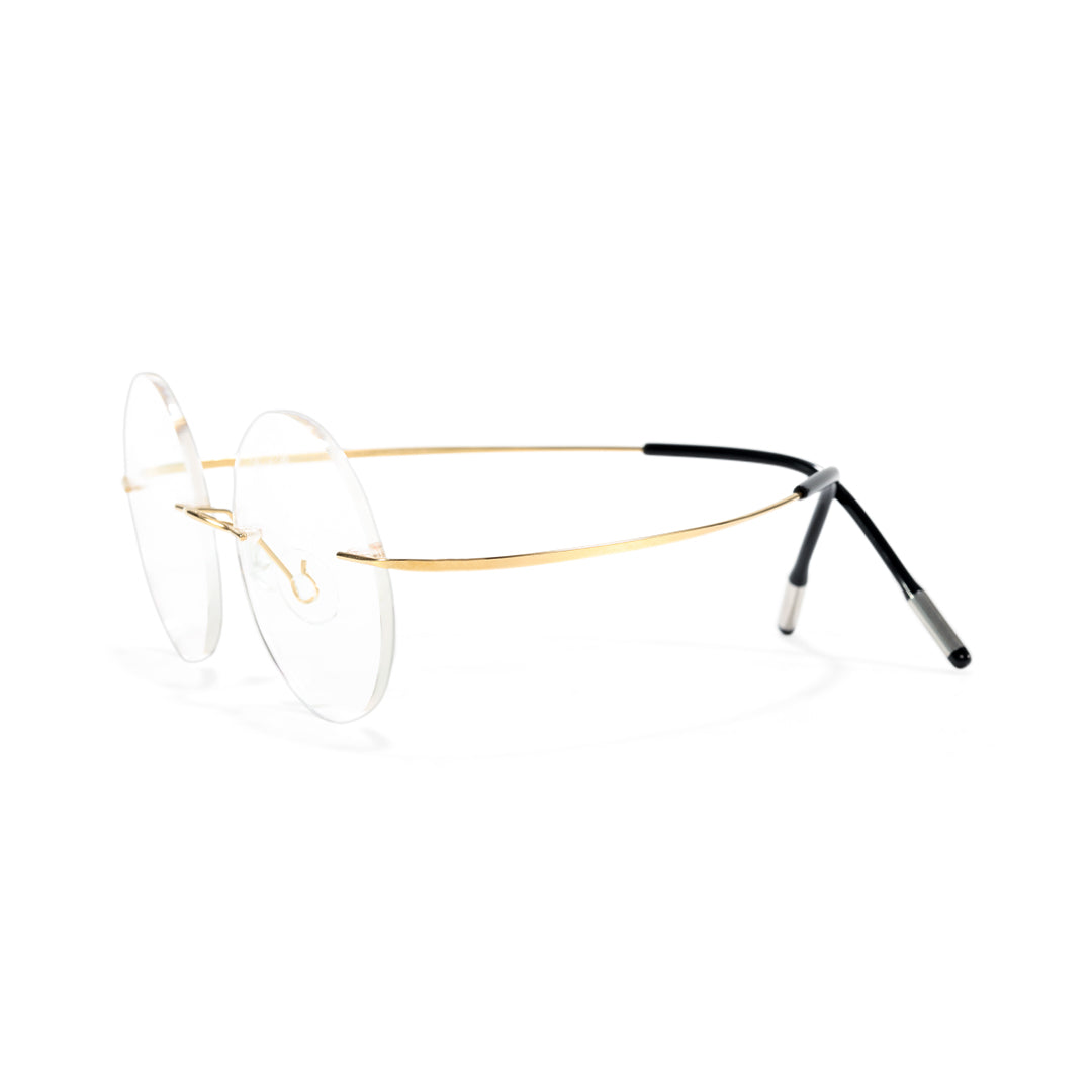 Darcy Titanium Gold Glasses Round Rimless Glasses Prescription Glasses