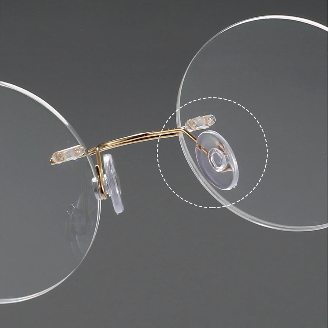 Darcy Titanium Gold Glasses Round Rimless Glasses Prescription Glasses