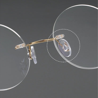 Darcy Titanium Gold Glasses Round Rimless Glasses Prescription Glasses