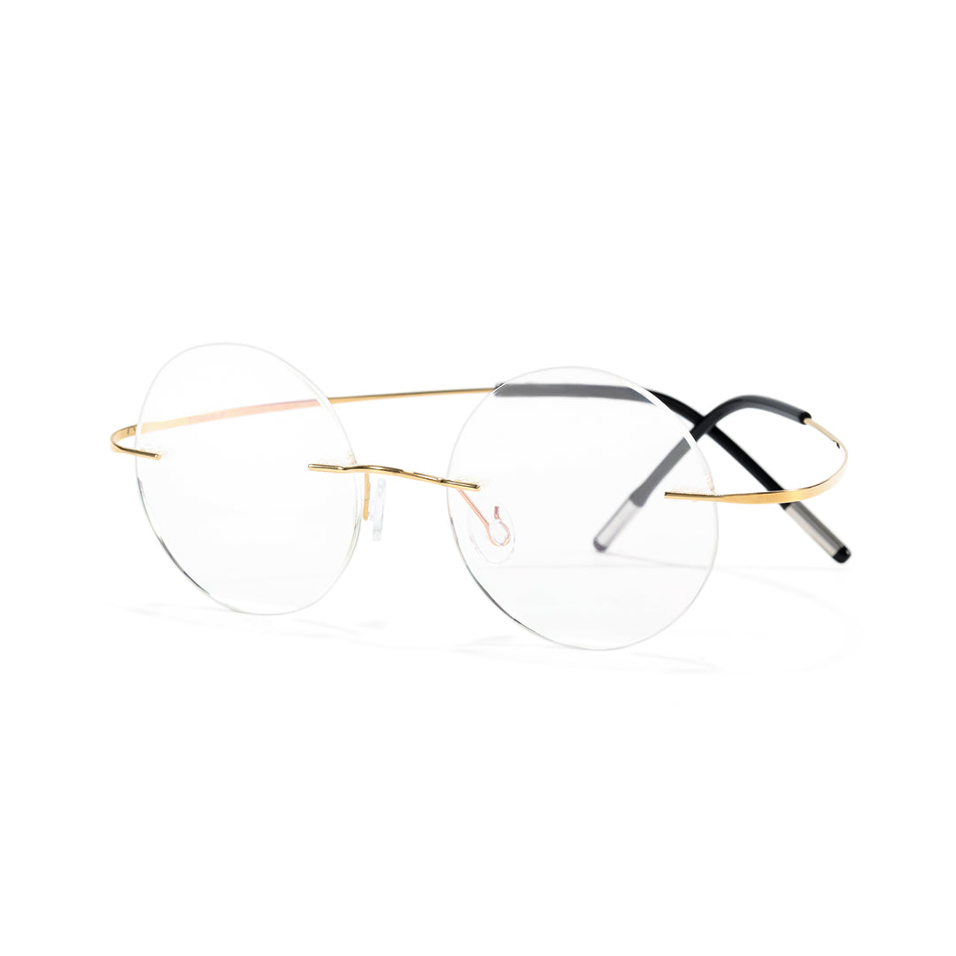 Darcy Titanium Gold Glasses Round Rimless Glasses Prescription Glasses