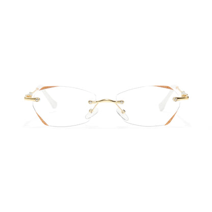 Jala Chic Geometric Oval Rimless Metal Eyeglasses