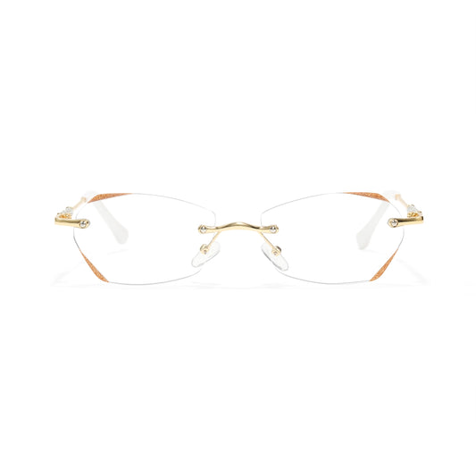 Jala Chic Geometric Oval Rimless Metal Eyeglasses
