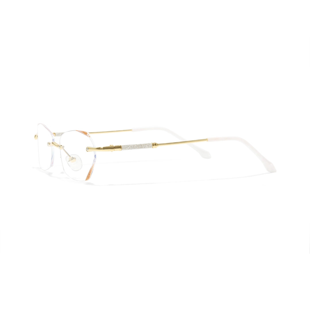 Jala Chic Geometric Oval Rimless Metal Eyeglasses