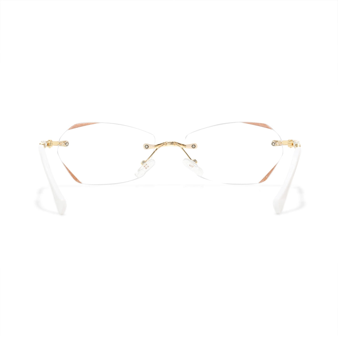 Jala Chic Geometric Oval Rimless Metal Eyeglasses