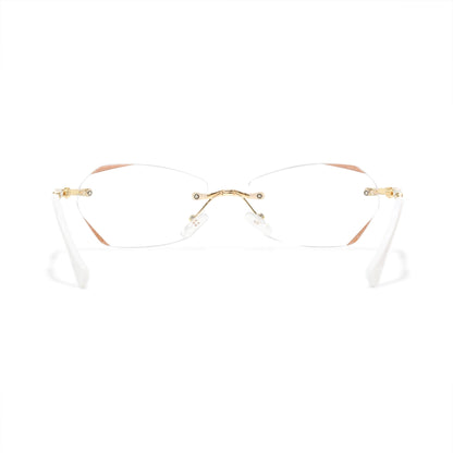 Jala Chic Geometric Oval Rimless Metal Eyeglasses