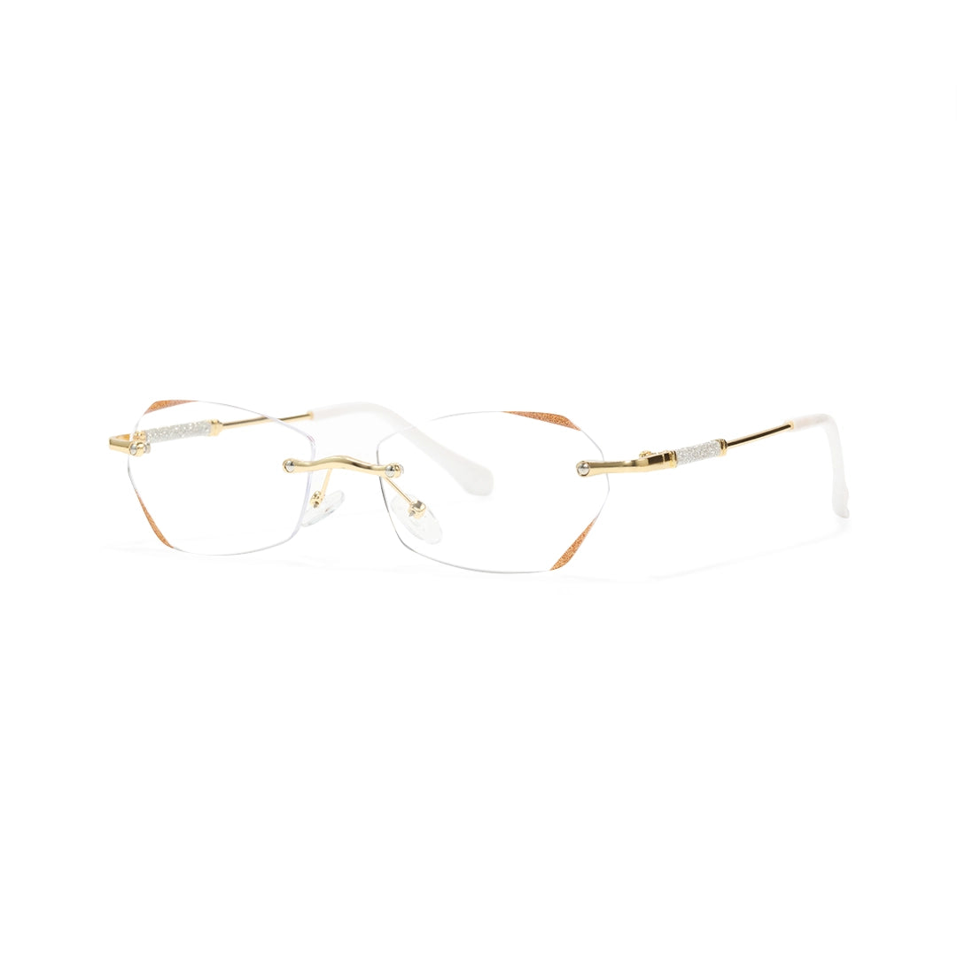 Jala Chic Geometric Oval Rimless Metal Eyeglasses