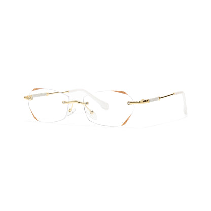 Jala Chic Geometric Oval Rimless Metal Eyeglasses