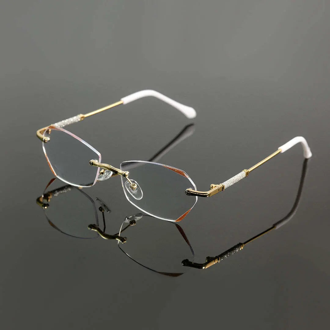 Jala Chic Geometric Oval Rimless Metal Eyeglasses