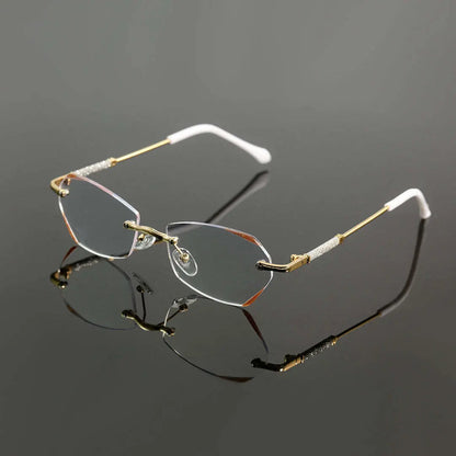 Jala Chic Geometric Oval Rimless Metal Eyeglasses
