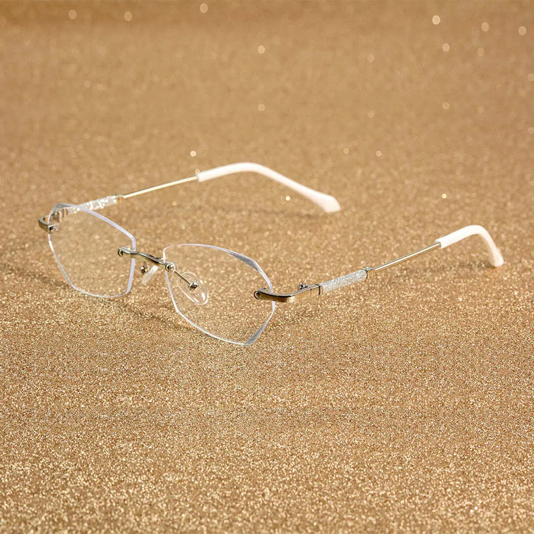 Jala Chic Geometric Oval Rimless Metal Eyeglasses