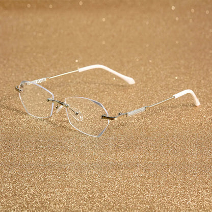 Jala Chic Geometric Oval Rimless Metal Eyeglasses