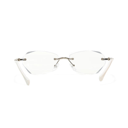 Jala Chic Geometric Oval Rimless Metal Eyeglasses