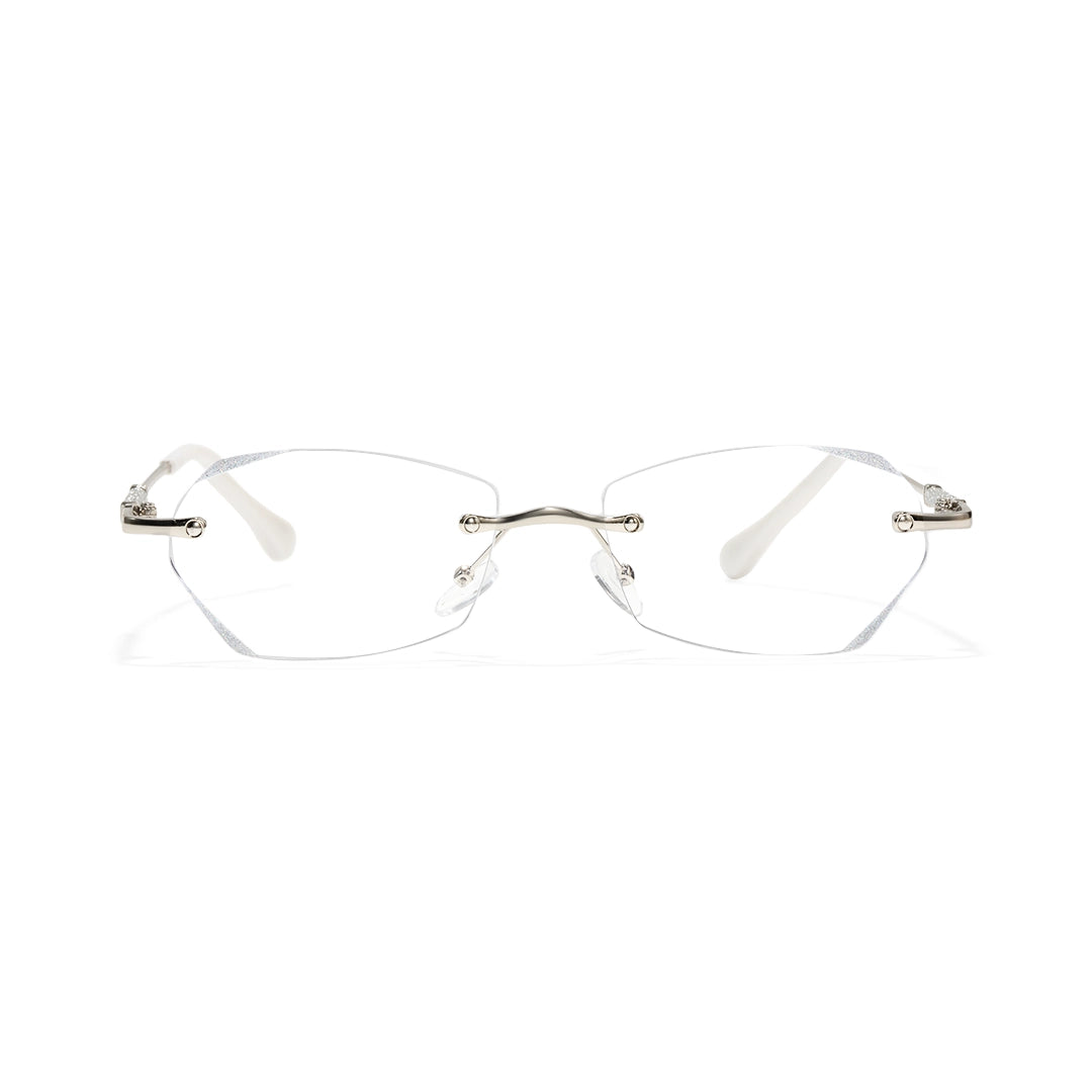 Jala Chic Geometric Oval Rimless Metal Eyeglasses