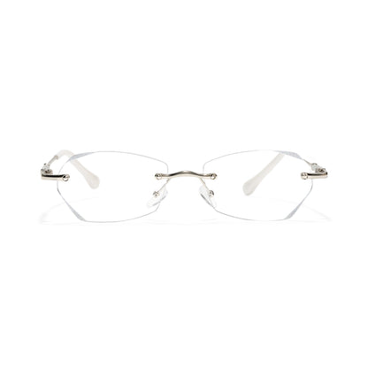 Jala Chic Geometric Oval Rimless Metal Eyeglasses