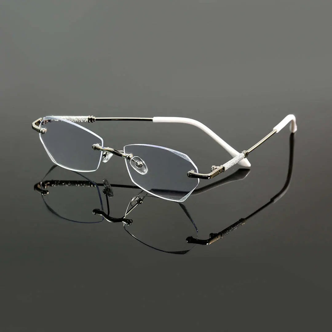 Jala Chic Geometric Oval Rimless Metal Eyeglasses