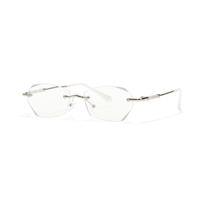 Jala Chic Geometric Oval Rimless Metal Eyeglasses