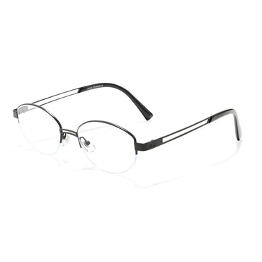 Vivacity Black Oval Titanium Women's Half-Rim Eyeglasses