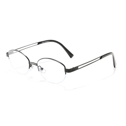 Vivacity Black Oval Titanium Women's Half-Rim Eyeglasses