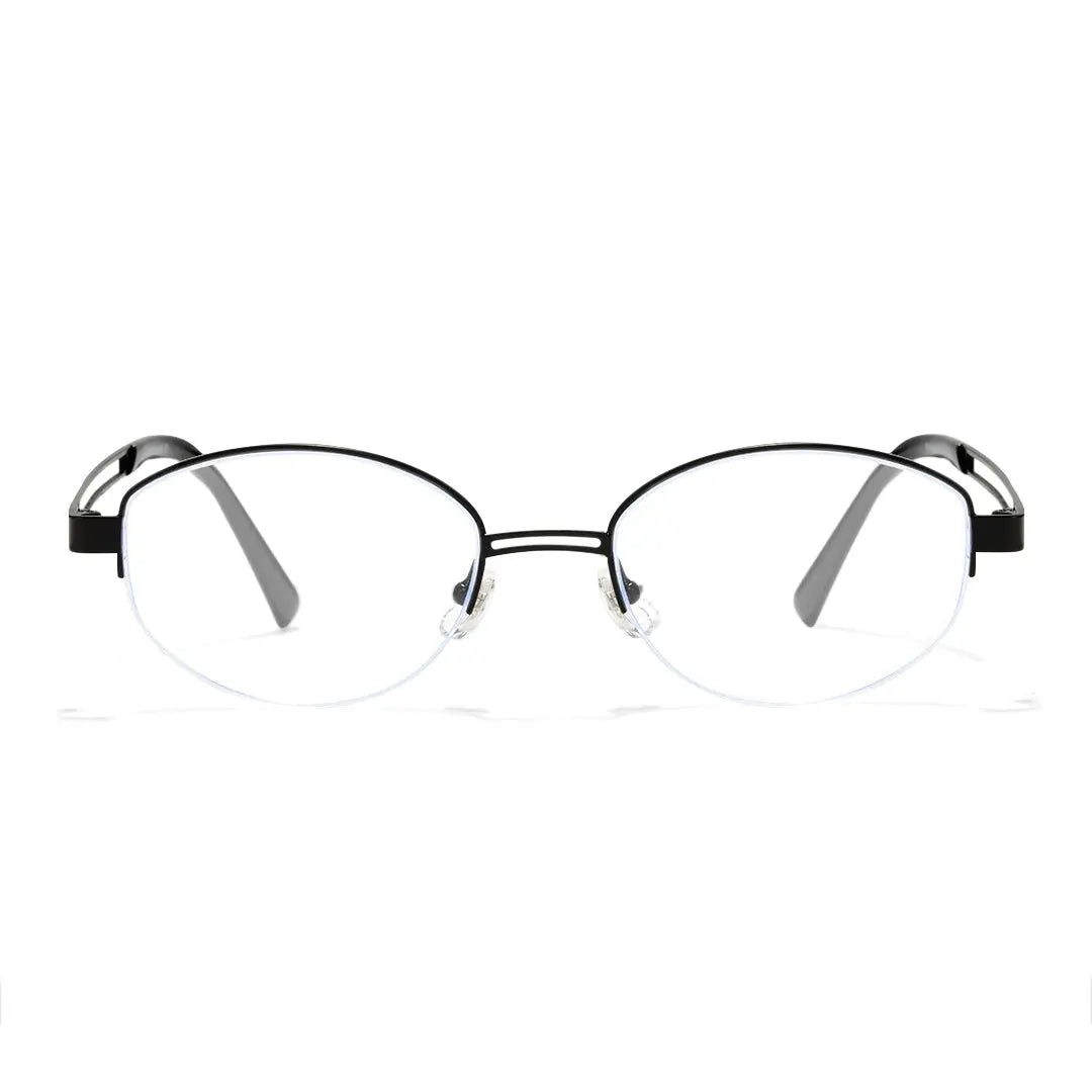 Vivacity Black Oval Titanium Women's Half-Rim Eyeglasses