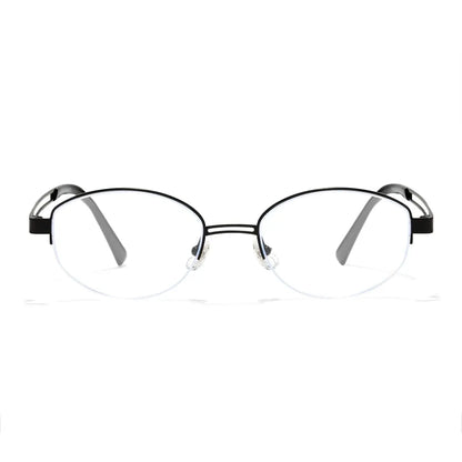 Vivacity Black Oval Titanium Women's Half-Rim Eyeglasses