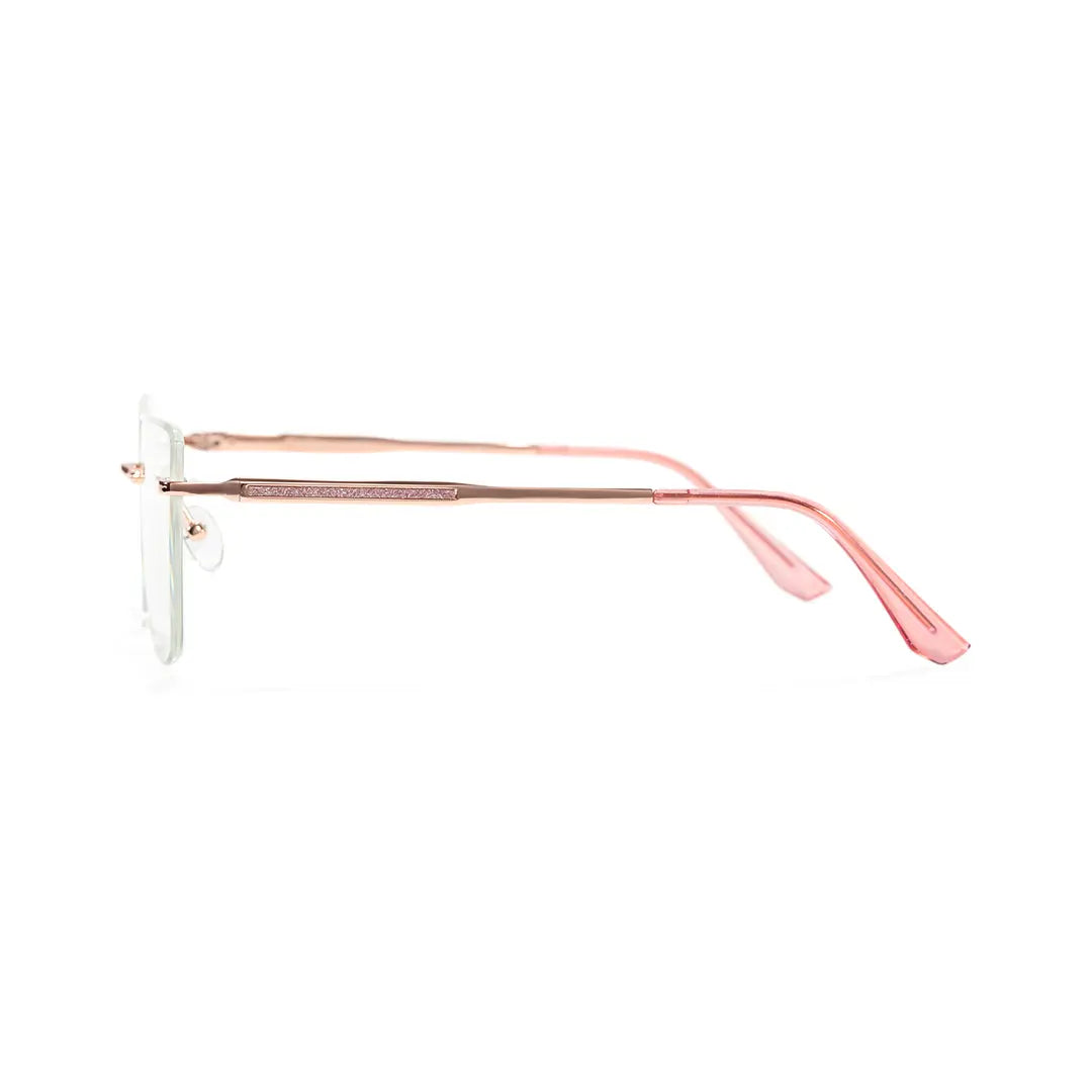 Prima Pink Cat Eye Blue Light Rimless Glasses TR90 Metal Frame With Spring Hinges