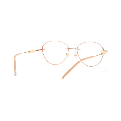 Catty Cat Eye Rimless Prescription Glasses For Women With Pearl Temple Accents