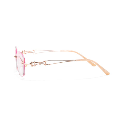 Opal Asymmetrical Cat Eye Rimless Prescription Glasses for Women With Rhinestones