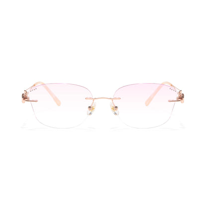 Opal Asymmetrical Cat Eye Rimless Prescription Glasses for Women With Rhinestones
