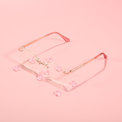 Eileen Glitter Cat Eye Rimless Glasses Women Fashion Eyewear