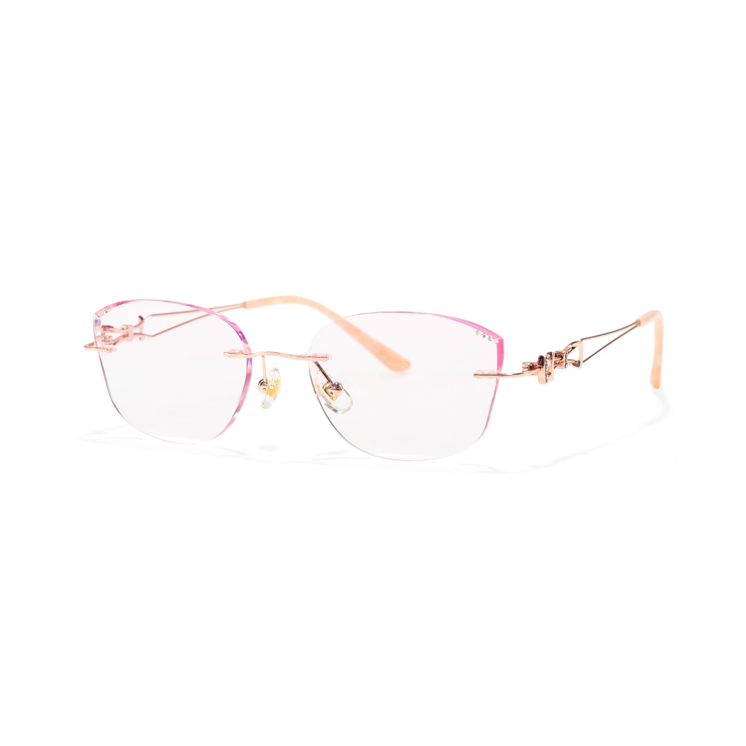 Opal Asymmetrical Cat Eye Rimless Prescription Glasses for Women With Rhinestones