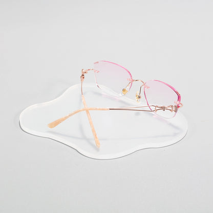 Opal Asymmetrical Cat Eye Rimless Prescription Glasses for Women With Rhinestones