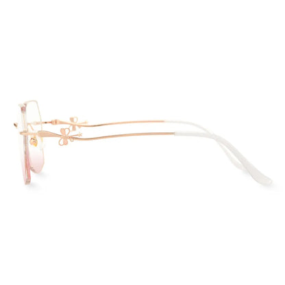 Blaine Geometric Rimless Glasses With Pink Gradient Glitter And Crystal Edges