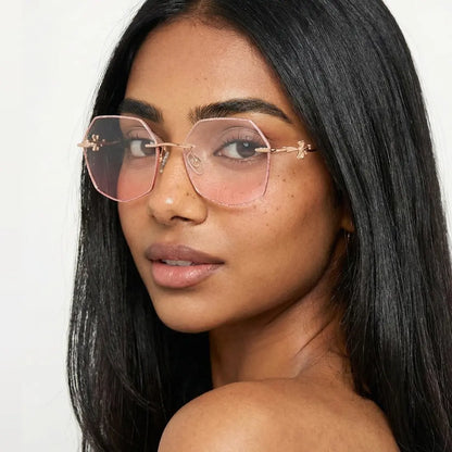 Blaine Lightweight Stylish Frame Geometric Rimless Glasses