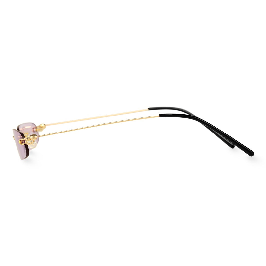 Heath Sleek Rectangle Sunglasses Rimless Pink Glasses With UV Protection