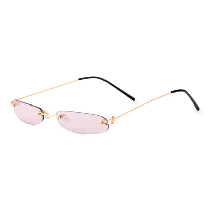 Heath Sleek Rectangle Sunglasses Rimless Pink Glasses With UV Protection