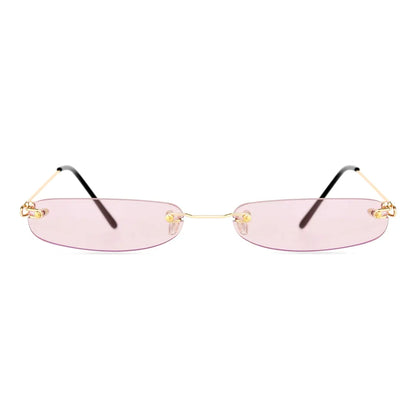 Heath Sleek Rectangle Sunglasses Rimless Pink Glasses With UV Protection