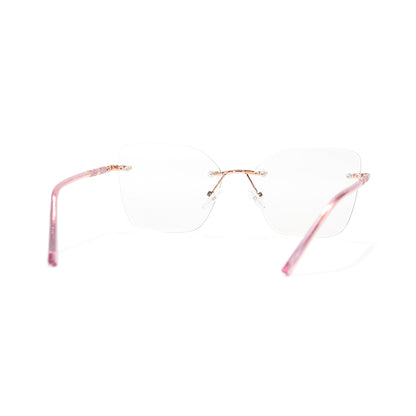 Martina Women Pink Rimless Square Cat Eye Glasses with Sparkling Glitter