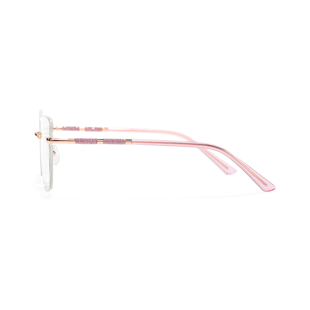 Martina Women Pink Rimless Square Cat Eye Glasses with Sparkling Glitter