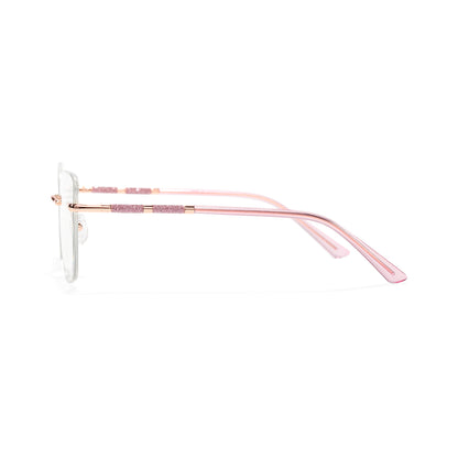 Martina Women Pink Rimless Square Cat Eye Glasses with Sparkling Glitter