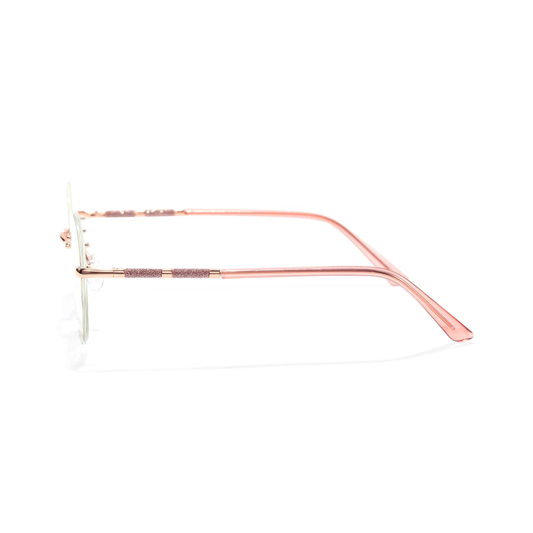 Amity Women Pink Rimless Round Glasses Blue Light Protection Frames