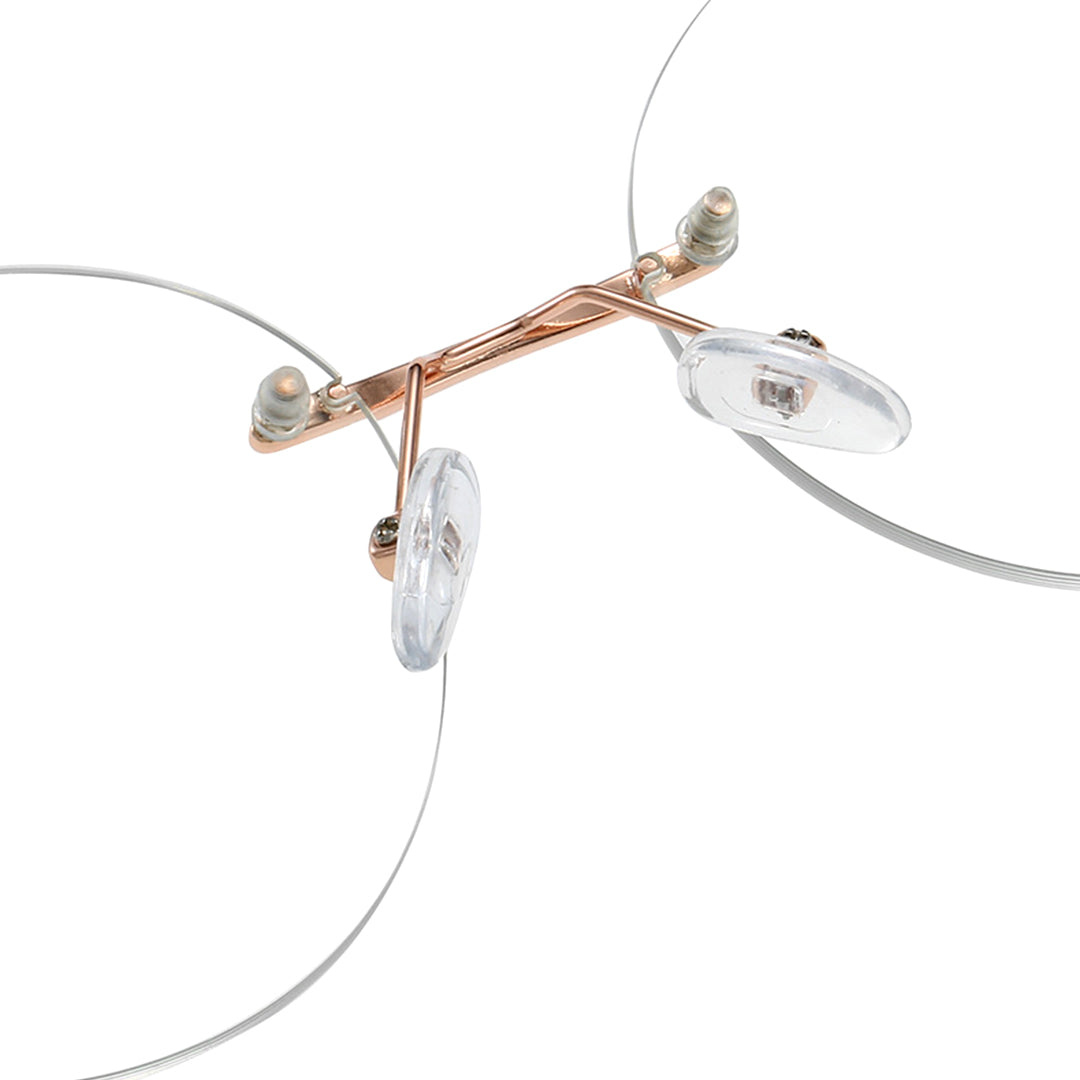 Amity Women Pink Rimless Round Glasses Blue Light Protection Frames