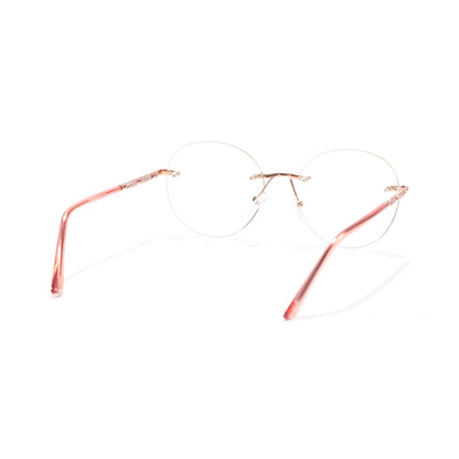 Amity Women Pink Rimless Round Glasses Blue Light Protection Frames