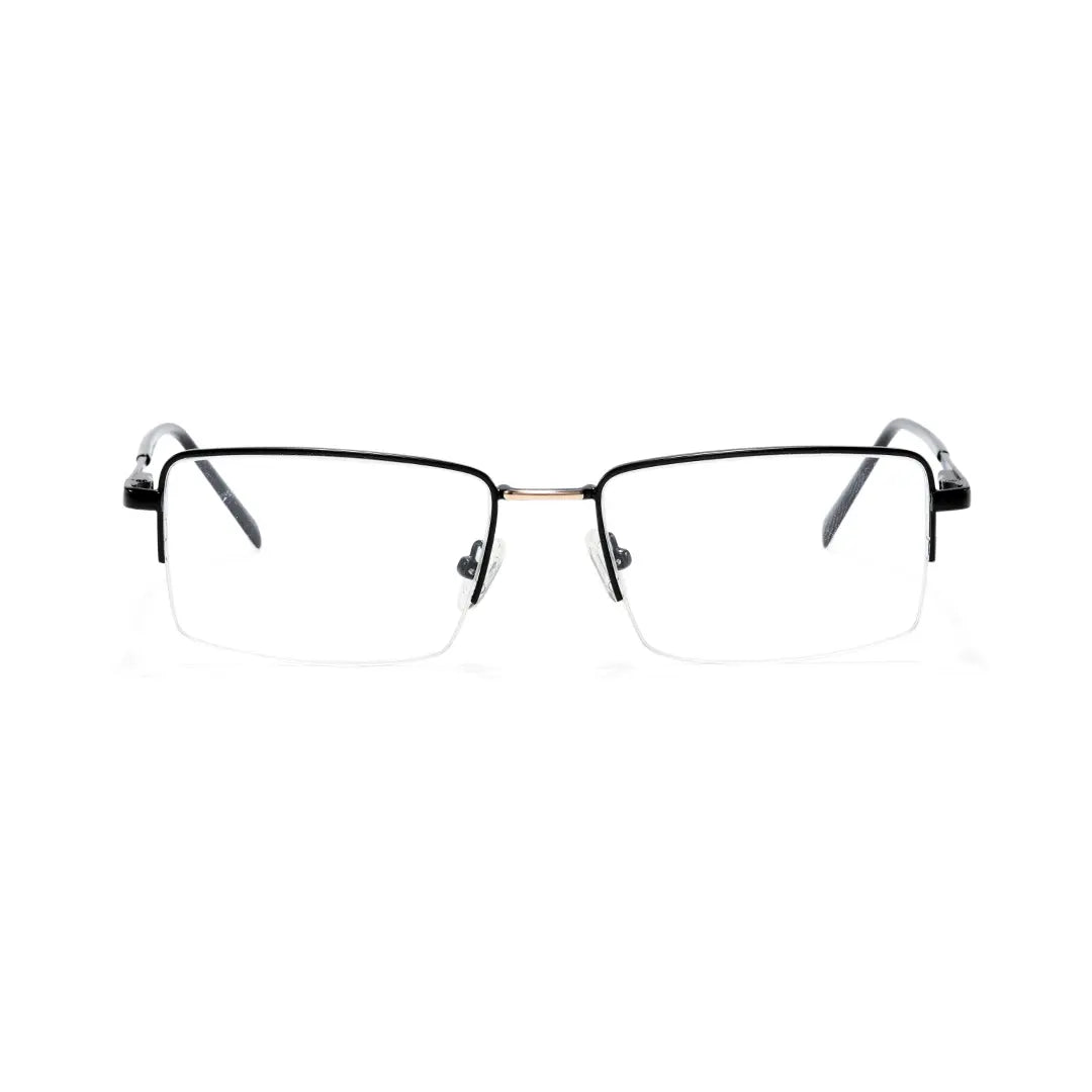 Damian Metal Semi-Rim Glasses Rectangle Eyeglasses With Blue Light Blocking