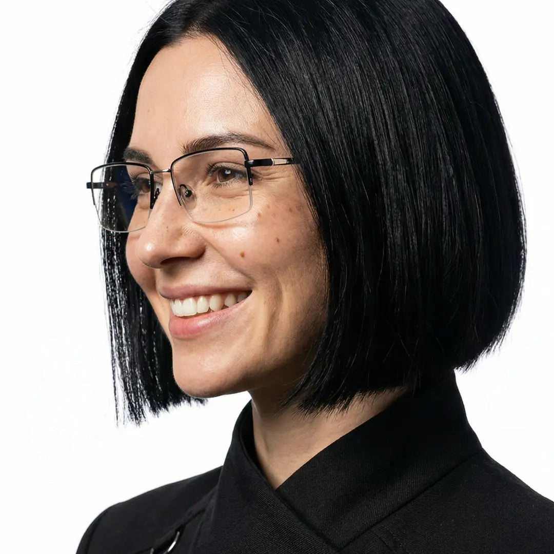 Damian Metal Semi-Rim Glasses Rectangle Eyeglasses With Blue Light Blocking