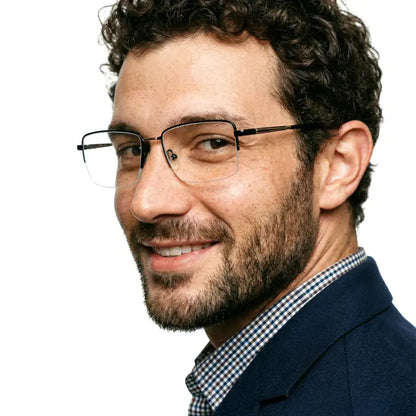 Damian Metal Semi-Rim Glasses Rectangle Eyeglasses With Blue Light Blocking