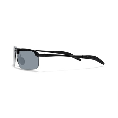 Kara Metal Rectangle Polarized Half-Rim Sunglasses With Multicolor Lenses